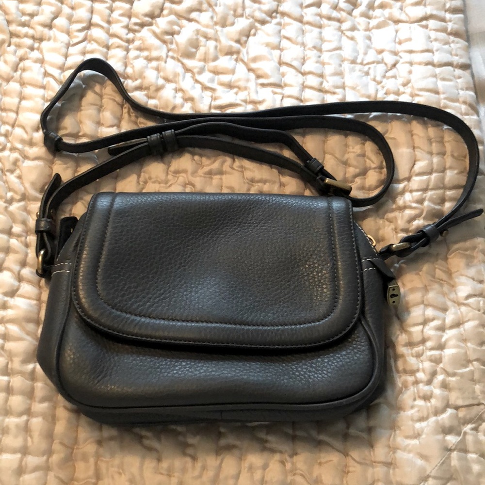 Jcrew crossbody bag. Dark gray with gold hardware. Excellent condition.